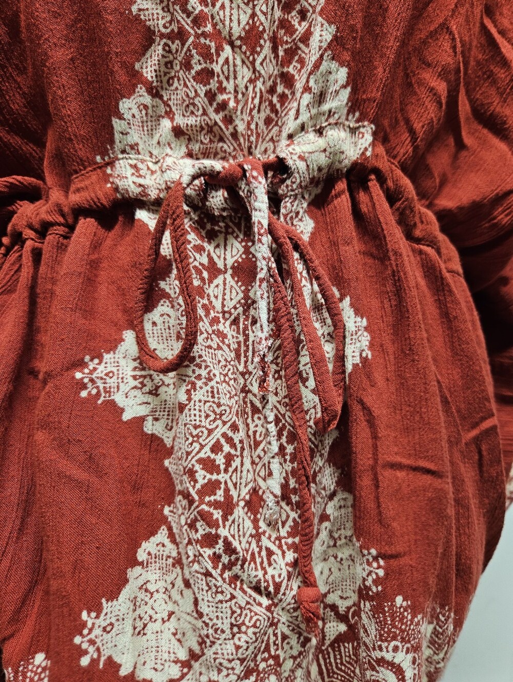 Angel Boho Tunic Top Kimono Sleeve Drawstring Blouse Size Large Boho Cottagecore - Picture 6 of 11